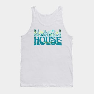 HOUSE MUSIC  - Beats In Bloom (teal/lime/blue) Tank Top